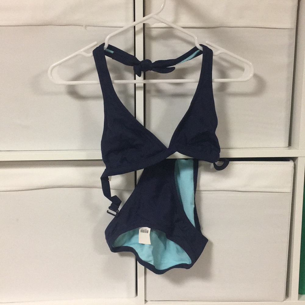 NWT J. Crew navy bikini swim suit.